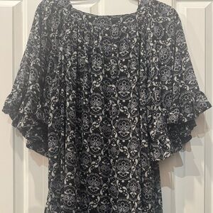 Anna Sui/Uniqglo Black and Gray Patterned Mini Dress